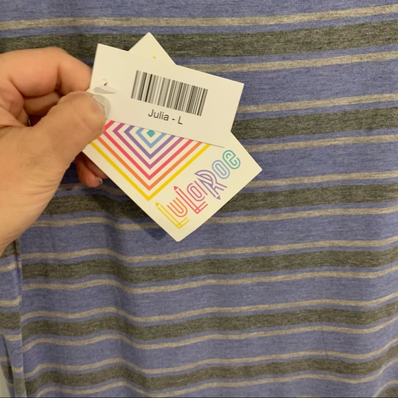 NWT LuLaRoe Julia Dress (Large) stripes - Picture 4 of 6